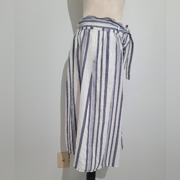 Chances R Skirt Women Size M Cotton Blend Button Front With Pockets Blue Stripes - Picture 2 of 9